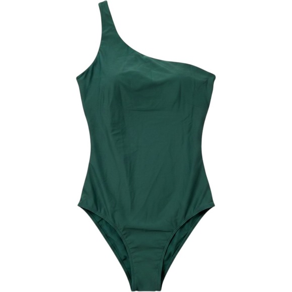 Quince Other - New Quince One Shoulder Swimsuit Large Green Asymmetric Recycled Nylon One Piece